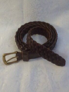 48"/120cm x 1.25"OIL TANNED COWHIDE BRAIDED ADJUSTABLE BELT SOLID BRASS BUCKLE